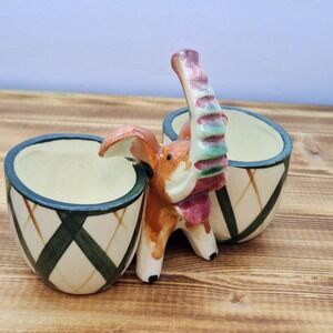 VINTAGE DOUBLE PLANTER WITH ELEPHANT -‎ TRUNK UP MADE IN JAPAN